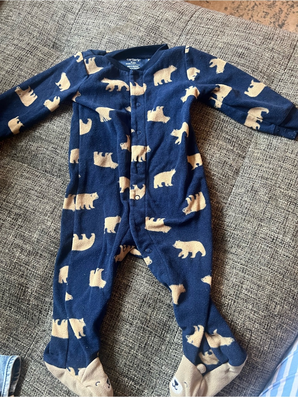 Carter's Navy Blue Bear-Print Footed One-Piece